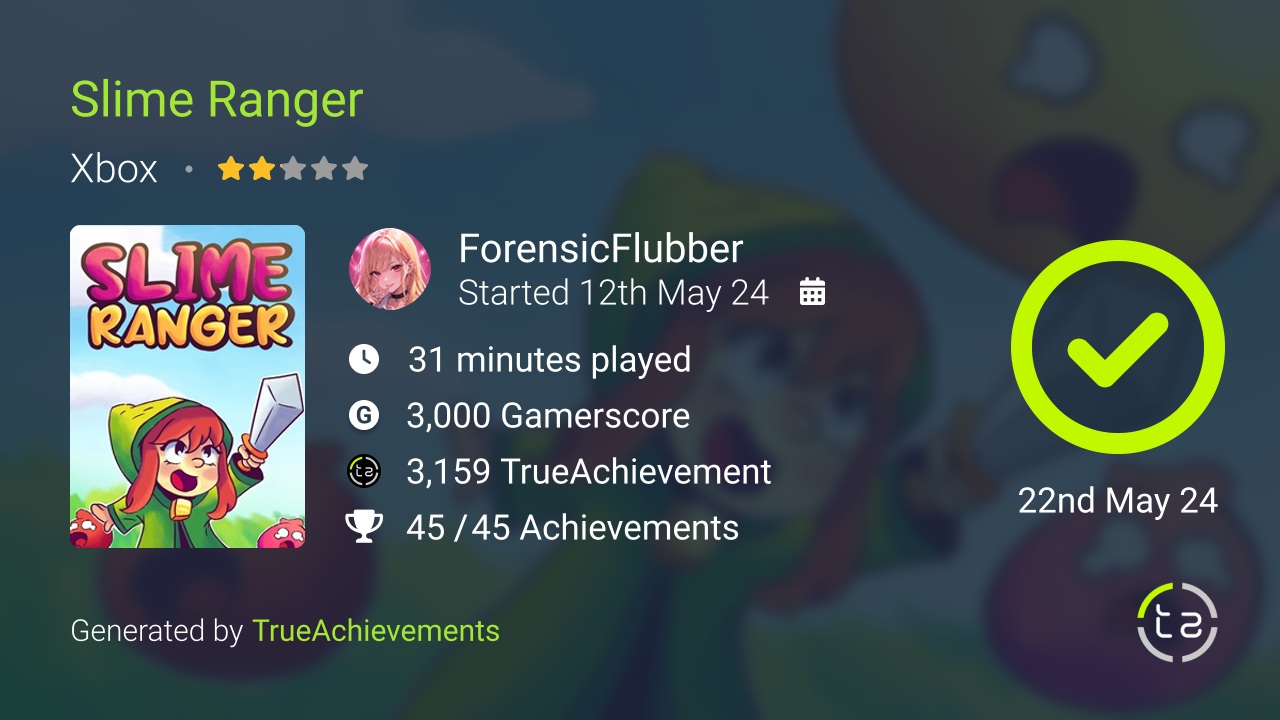 Slime Ranger achievement summary